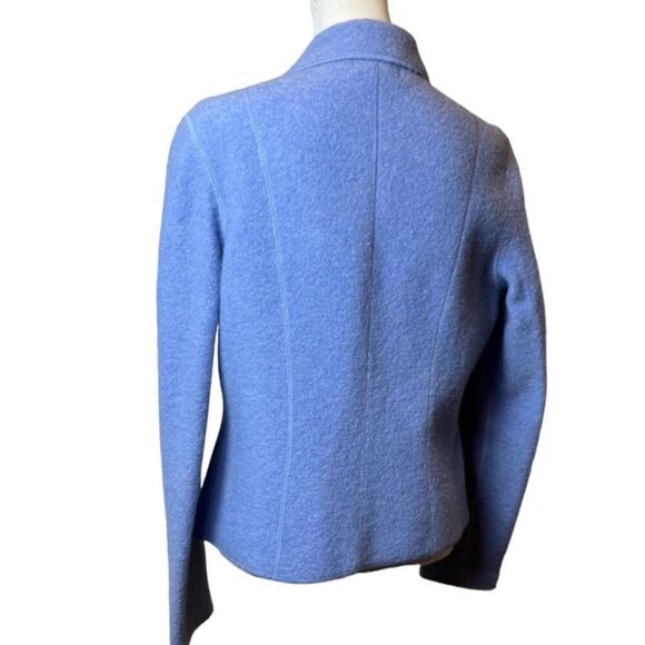 Lands' End 100% Wool Coat in Periwinkle Collared Front Pockets Size 12 - Picture 4 of 12